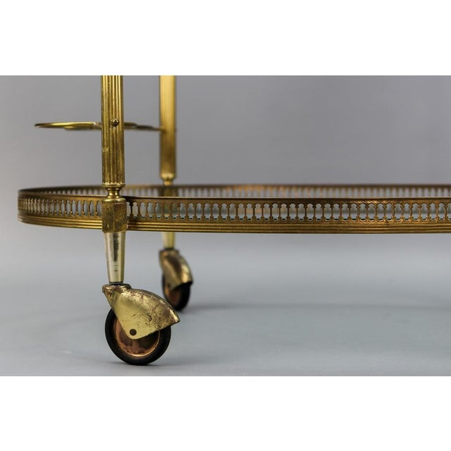 Oval 2-Tier Bar Cart in the style of Maison Baguès, 1950s For Sale - Image 9 of 18