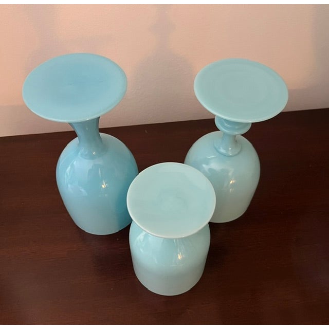 1930s Assorted Blue Opaline Goblets - Set of 3 For Sale In Philadelphia - Image 6 of 7
