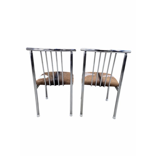 Mid 20th Century MCM B. Brody Chrome Spindle Back Side Chairs Newly Reupholstered – Pair For Sale - Image 5 of 12