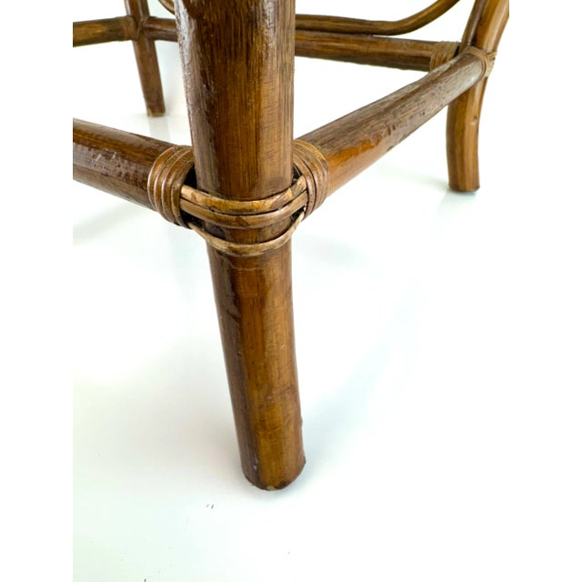 McGuire Style Mid 20th Century Rattan Side Table With Woven Top For Sale In Little Rock - Image 6 of 14