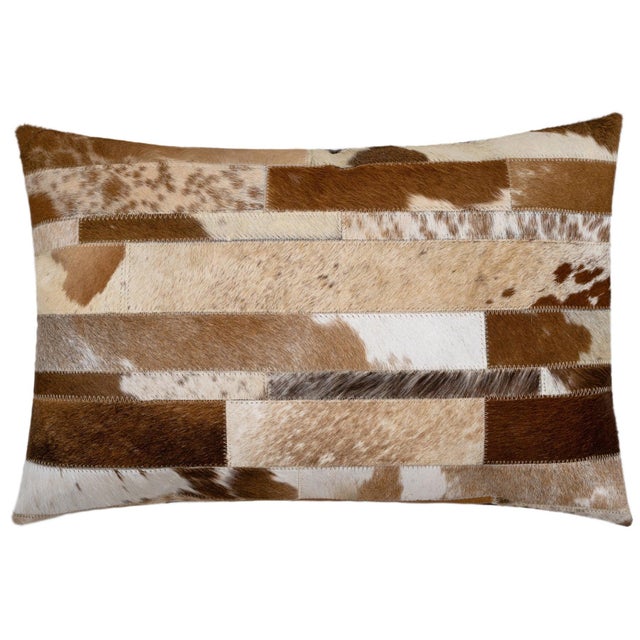 Pair of Canvello Genuine Cowhide Leather Decorative Throw Pillows With Feather Down Insert Included For Sale - Image 4 of 9