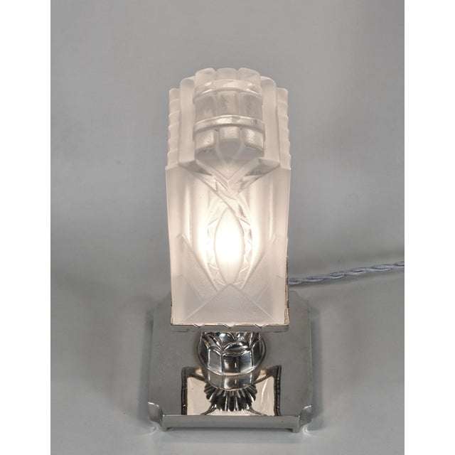 French Art Deco Table Lamp by Leon Hugue 1930 France For Sale - Image 6 of 13