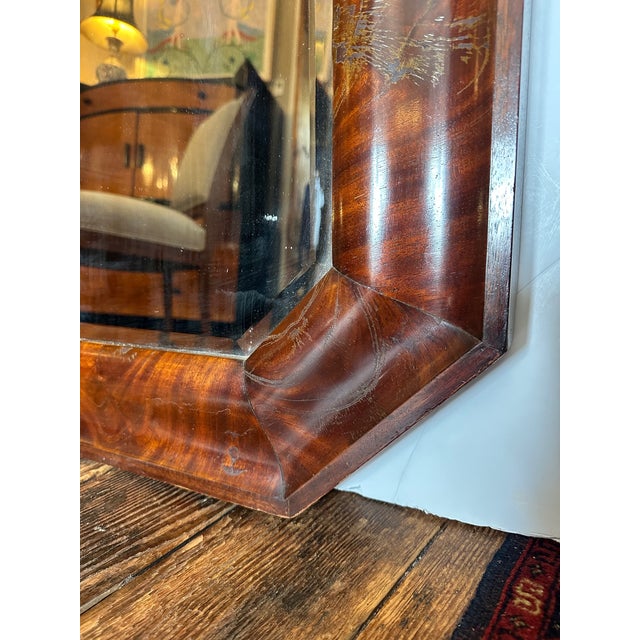 19th Century Large Crotch Mahogany Octagonal Empire Mirror For Sale - Image 4 of 12