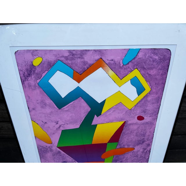 Purple 1990s Contemporary Signed Colorful Abstract Lithograph For Sale - Image 8 of 12