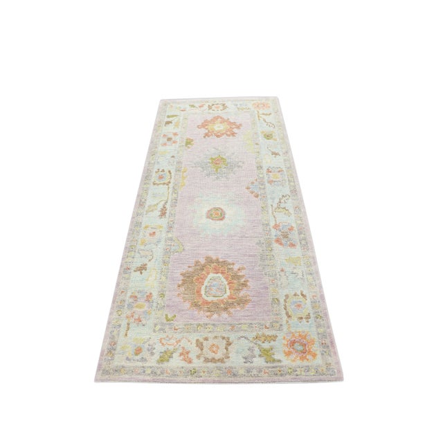 Purple Modern Turkish Oushak Rug 3'3" x 7'1" For Sale - Image 8 of 9