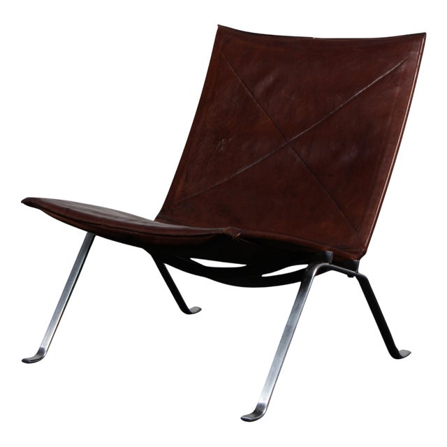 PK22 Lounge Chair in Leather attributed to Poul Kjærholm for E. Kold Christensen, 1970s For Sale