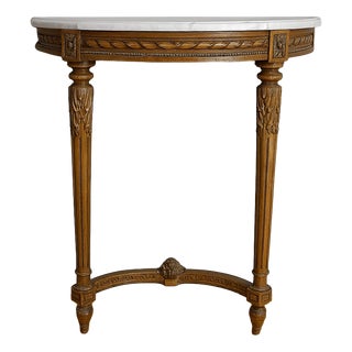 Louis XVI Half-Moon Console in Carved Wood For Sale