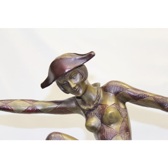 1990s Art Deco Style Bronze Harlequin Lamp For Sale - Image 10 of 18