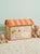Orange Vintage Madagascar Woven Raffia Domed Toy Box Trunk With Swan Appliqué For Sale - Image 8 of 12