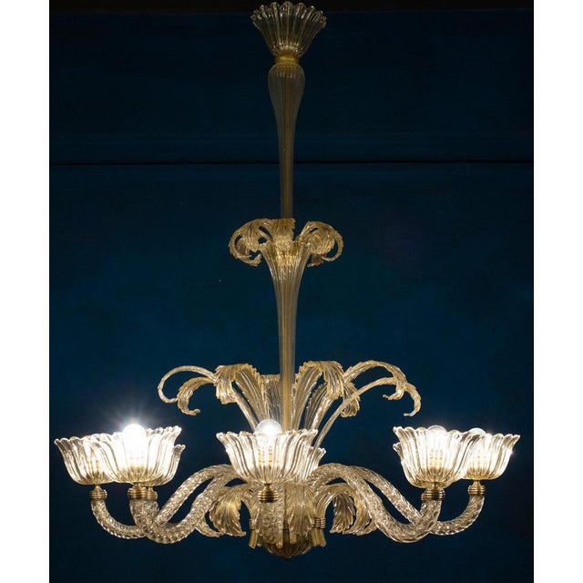 Art Deco Mounted Murano Glass Chandelier by Ercole Barovier, 1940 For Sale - Image 14 of 17