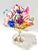 A colorful set of 13 vintage hand-blown glass Christmas ornaments shaped like wrapped candies, each decorated with bright...