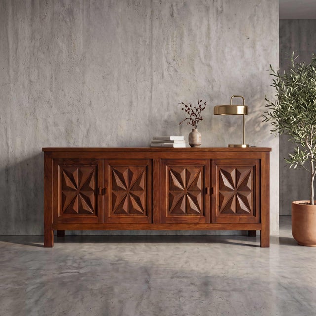 1970s French Walnut Brutalist Sideboard, 1970s For Sale - Image 5 of 10