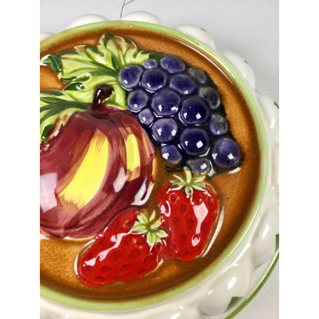 Bright and colorful fruit mold decoration made of ceramic in wonderful clean condition. Grapes, strawberries and plums...