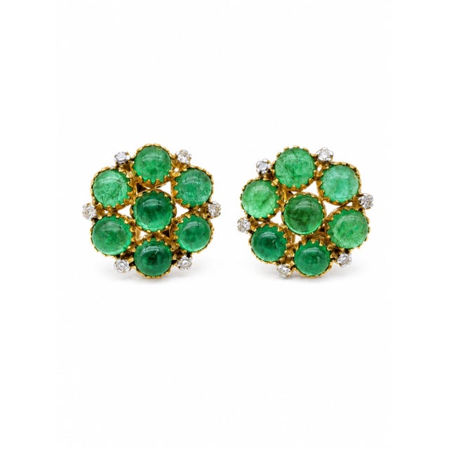 2020s Natural Emerald 9.08cts & Diamond 0.28cts Earring in 14k Gold For Sale - Image 5 of 8