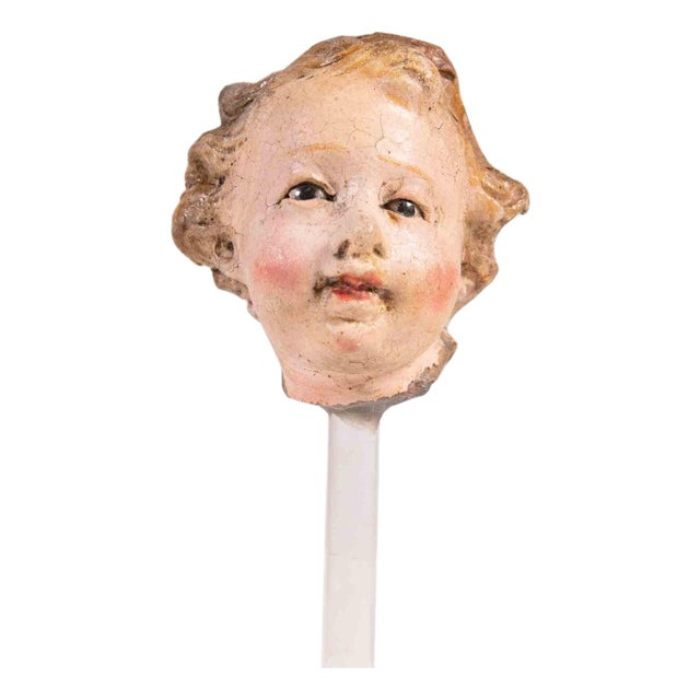 Polychrome Ceramic Head of Child Sculpture, Italy, 18th Century For Sale
