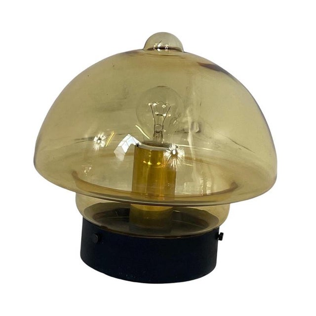 Space Age Drop Shaped Ceiling Lamp in Yellow Glass and Black Mount For Sale - Image 4 of 9