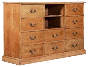 19th Century English Pine Bank Haberdashery Drawers / Counter, 1880s