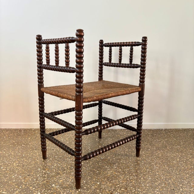 Small Vintage Bobbin Wooden Stool, 1930s For Sale - Image 9 of 9