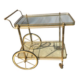 Italian Brass Bar Cart For Sale