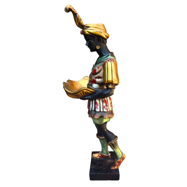 Mid-Century Modern Large Italian Moro Veneziano Blackamoor Figure with Shell Bowl, 1960 For Sale - Image 3 of 9