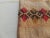 Antique Red and Camel Linen Embroidered Textile Burlap embroidery on linen. Size: 8.5”H x 58”L