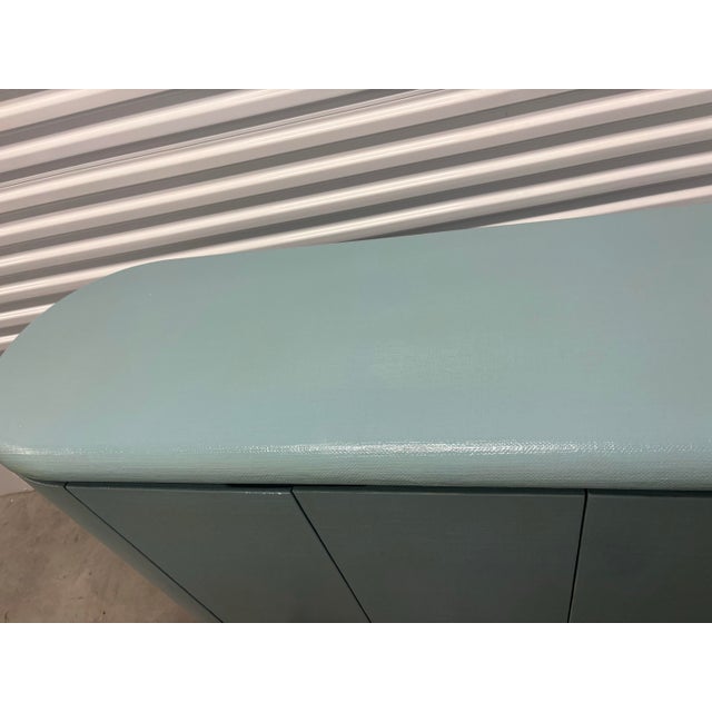 Modern Faux Grasscloth “Pill” Credenza by Mastercraft For Sale - Image 3 of 12