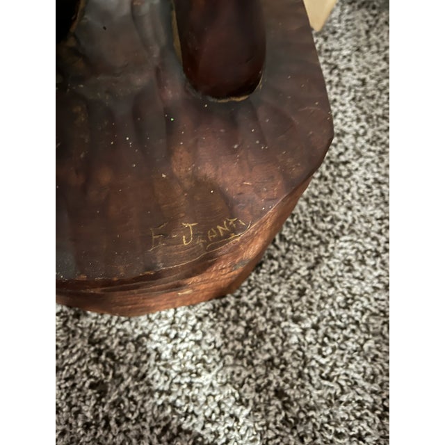 African 1910s E . Jeanty Wooden Hand Carved Statue For Sale - Image 3 of 4