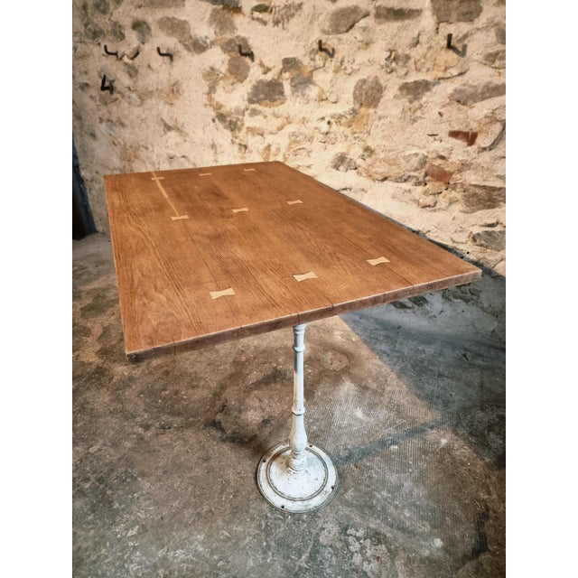 Vintage French Table with Oak Top & Cast Iron Legs For Sale - Image 11 of 16