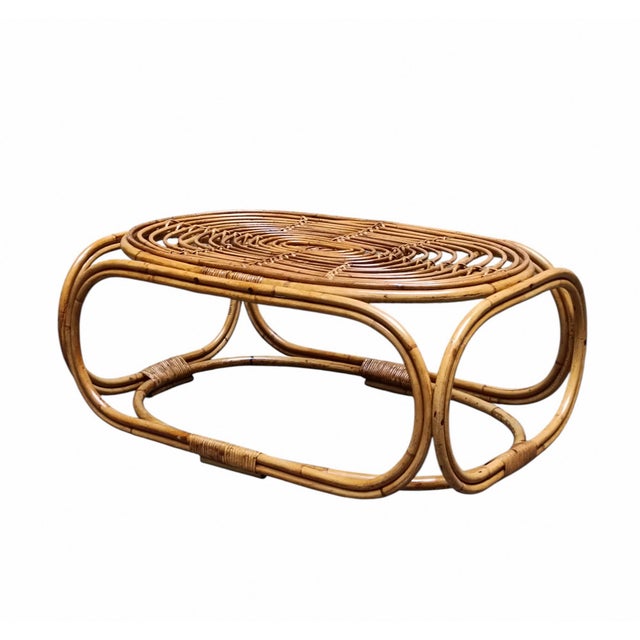 Mid-Century Modern Wowen Rattan Coffee Table attributed to Tito Agnoli, Italy, 1960s For Sale - Image 3 of 7