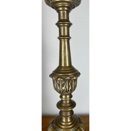 Vintage French Style Brass Ornate Candleholders, Set of 2 For Sale - Image 5 of 12