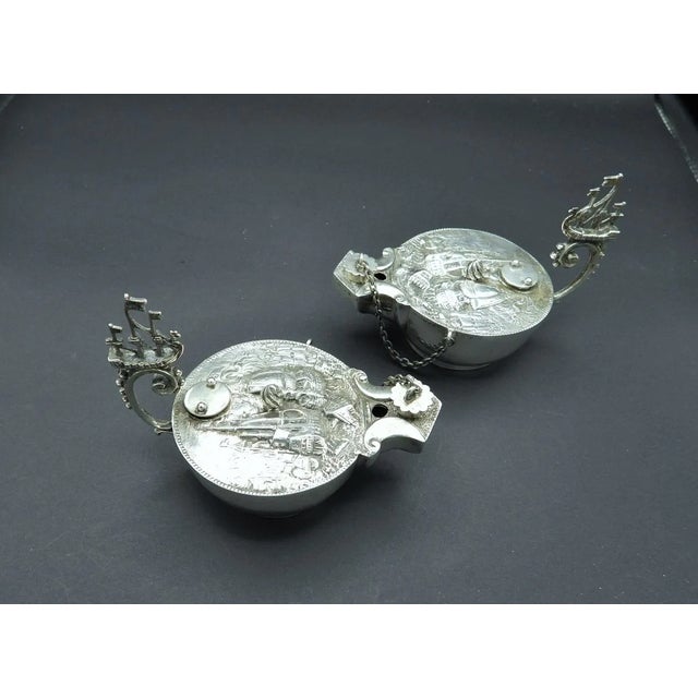 Vintage Italian Lamp Antique 19th Century Italian 800 Silver Galleon Ships Spirit Lamps- Set of 2 For Sale - Image 4 of 9