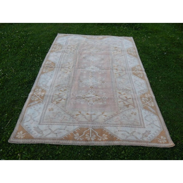 Distressed Vintage Oushak Rug - 6′4″ × 8′9″ For Sale - Image 12 of 12
