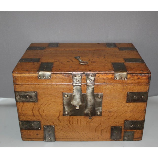 Oak Chest with Iron Bands, 18th Century For Sale - Image 10 of 11