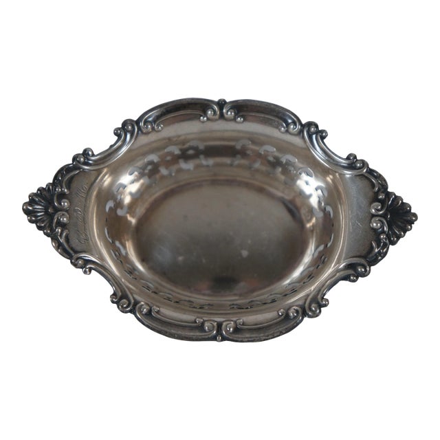 Vintage Gorham Sterling Silver 4780/3 Reticulated Scalloped Nut Bone Dish For Sale