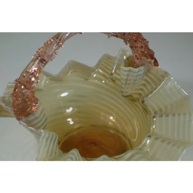 Jugendstil Art Nouveau Murano Glass Basket Bowl, 1900s For Sale - Image 5 of 8