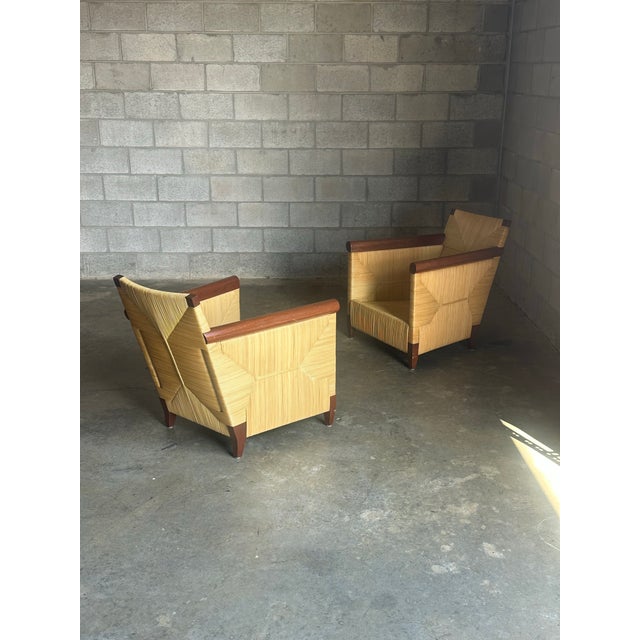 Wonderful organic/ coastal modern Lou mg e chairs by John Hutton for Donghia circa 1994. Great scale and use of materials....