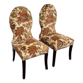 Contemporary Floral Side Chairs, a Pair For Sale