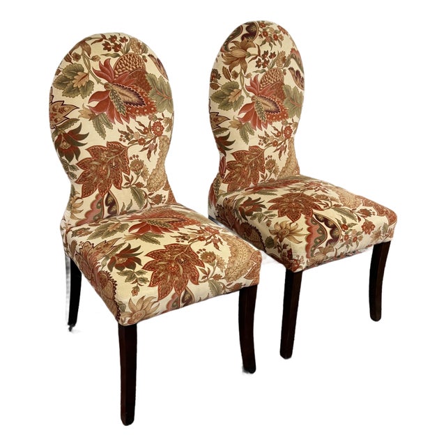 Contemporary Floral Side Chairs, a Pair For Sale