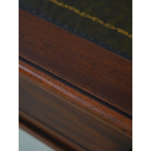English Antique 2 Drawer Mahogany Leather Top Writing Desk For Sale - Image 13 of 17