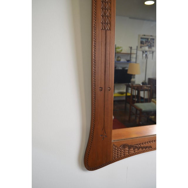 Art Nouveau Mirror in Finely Chiseled Wood For Sale - Image 5 of 12