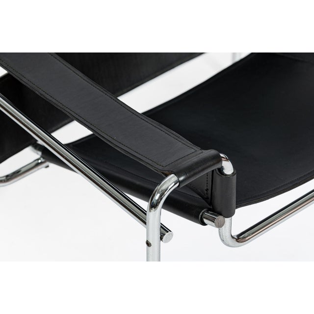 Vintage Mid Century Black Wassily Chair by Marcel Breuer (Attr.) 1970s For Sale - Image 11 of 16