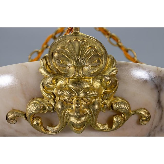French Neoclassical Style Alabaster and Bronze Pendant Chandelier, 1920 For Sale - Image 12 of 18