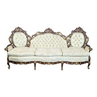 Hausske-Harlen 1981 Rococo Revival Carved Wood & Gilt Sofa For Sale
