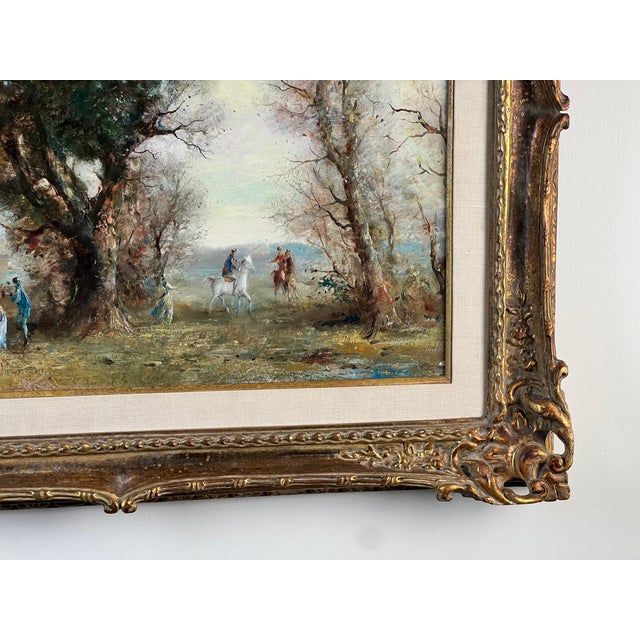 Vintage Guy Cambier Belgian Romantic Landscape Oil Painting With Horsemen, C. 1960–1980 For Sale - Image 4 of 11