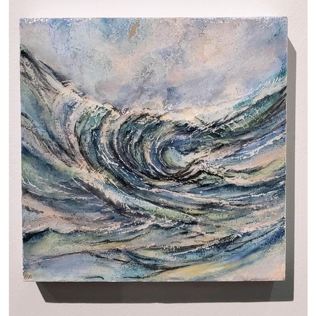 Learn to Swim by Cindy Shih | Pigment and Ink on Plaster Abstract ocean waves. For Sale