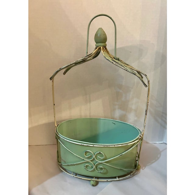 Vintage Metal 2 Piece Planter For Sale - Image 4 of 5