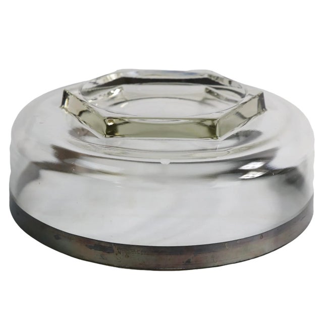 Stylish silver banded center, serving, fruit bowl, having a six sided plinth base. The bowl is invert fine, original,...