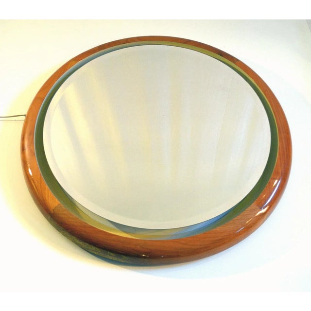 Wood Vintage Italian Backlit Mirror, 1970s For Sale - Image 7 of 7
