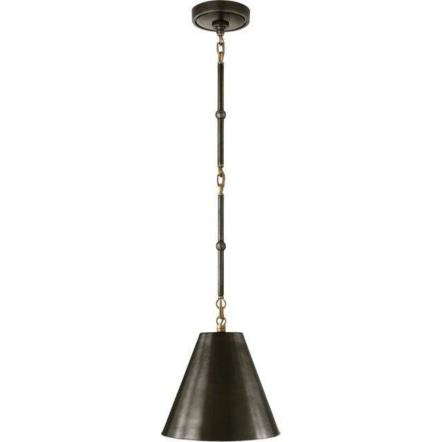 Goodman Petite Hanging Shade in Bronze and Hand-Rubbed Antique Brass with Bronze Shade Designer: Thomas O'Brien Fixture...