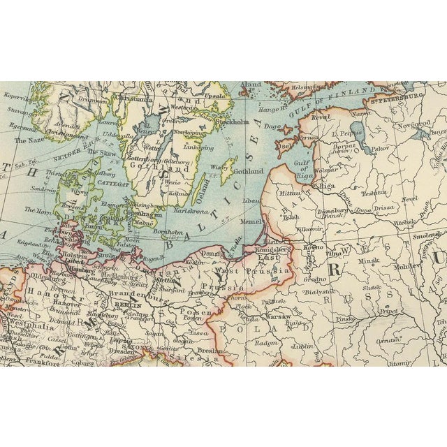 Paper Antique Map of Europe, 1903 For Sale - Image 7 of 13